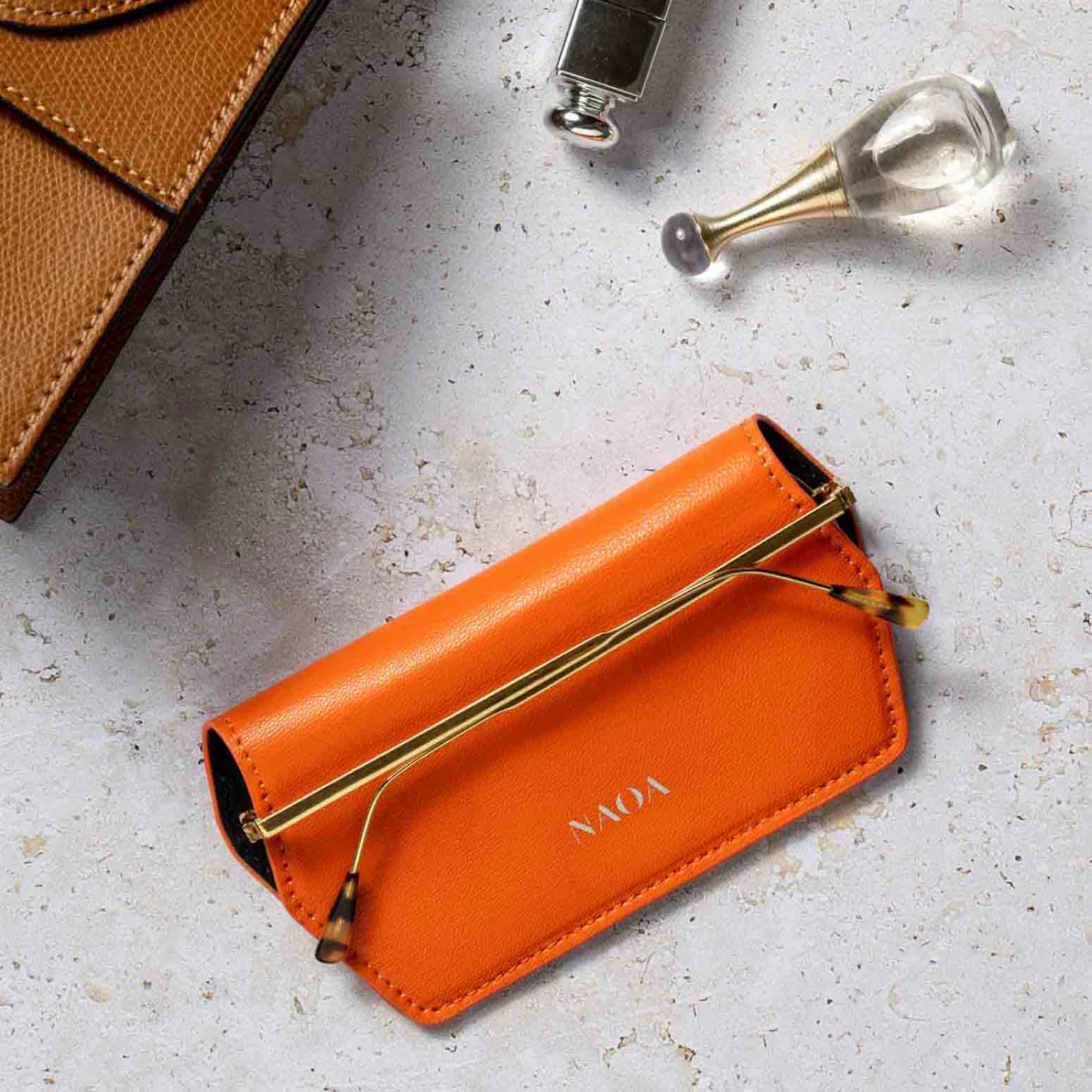 NAOA Leather Slim Glasses Case - Plain Colours - Image 4