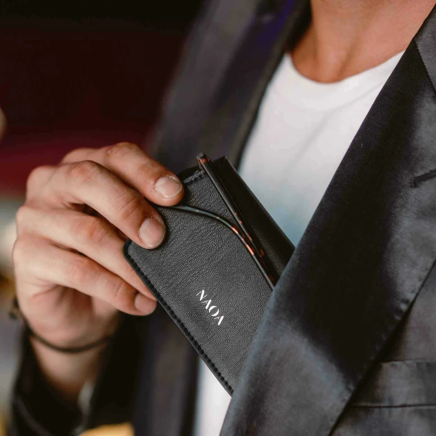 NAOA Leather Slim Glasses Case - Plain Colours - Image 13
