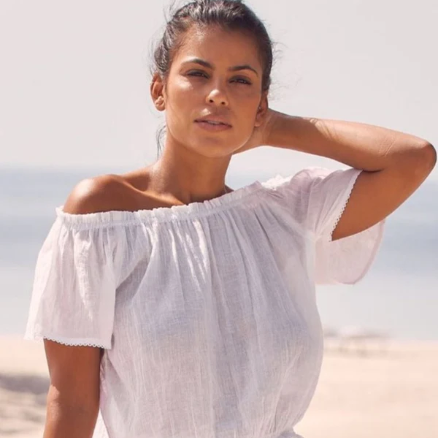 Aspiga Ilana Short Sleeve Frill Organic Cotton Gauze Top - Image 4