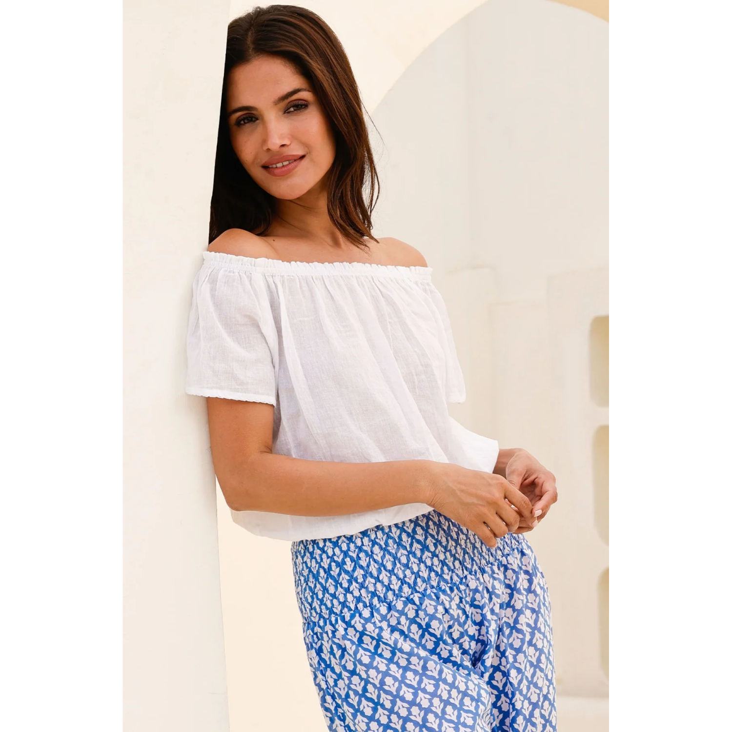 Aspiga Ilana Short Sleeve Frill Organic Cotton Gauze Top - Image 2