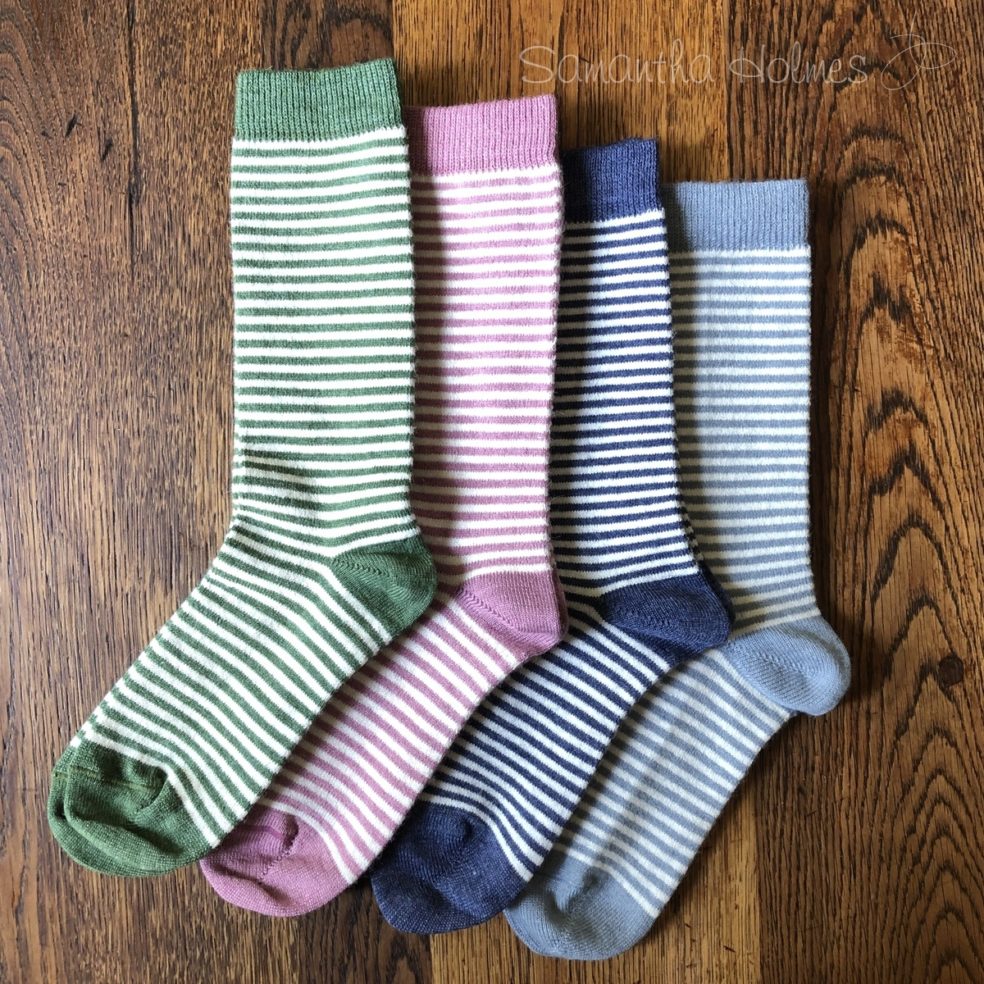 Ladies Alpaca Stripe Socks in Pink main image 1