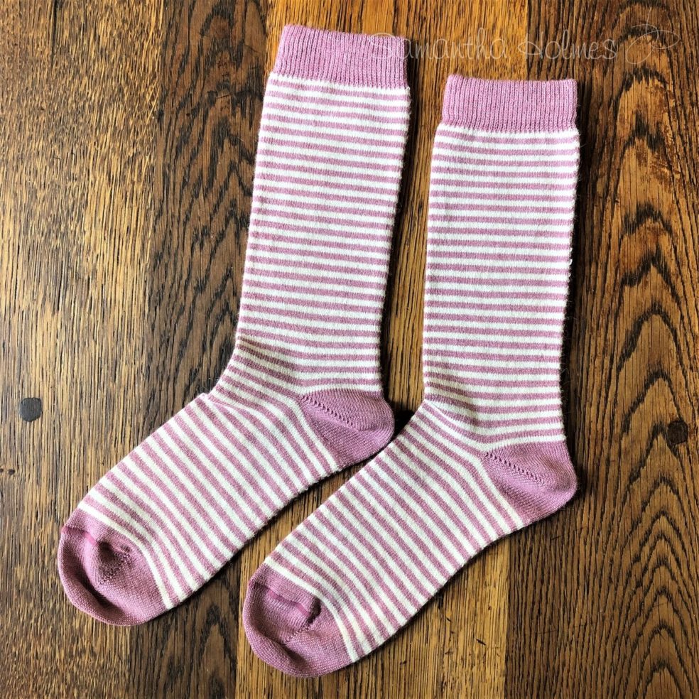 Ladies Alpaca Stripe Socks in Raspberry main image 1